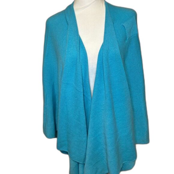 Charming Charlie Solid Teal Ruana Wrap Sweater Shoulder Strap Stylish Womens - Picture 2 of 5